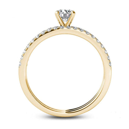0.75 CT. T.W. Natural Diamond Bridal Engagement Ring Set in Solid 14K Gold