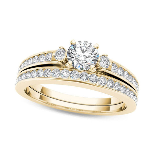 1.0 CT. T.W. Natural Diamond Bridal Engagement Ring Set in Solid 14K Gold