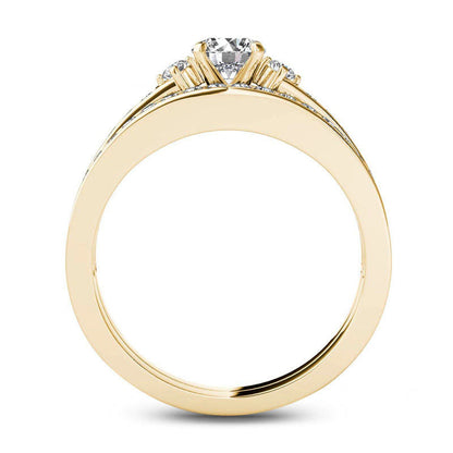1.0 CT. T.W. Natural Diamond Bridal Engagement Ring Set in Solid 14K Gold