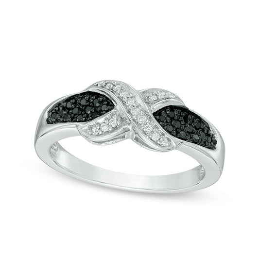 0.17 CT. T.W. Enhanced Black and White Natural Diamond X" Ring in Sterling Silver - Size 7"