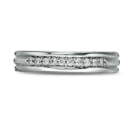 Men's 0.20 CT. T.W. Natural Diamond Groove Wedding Band in Solid 14K White Gold