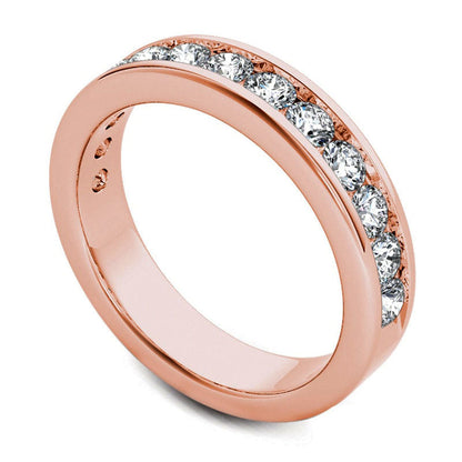 Men's 0.20 CT. T.W. Natural Diamond Groove Wedding Band in Solid 14K Rose Gold