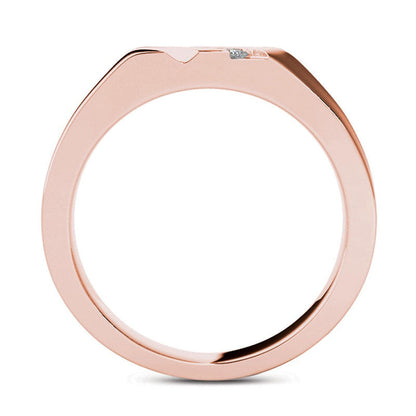 Men's 0.13 CT. T.W. Square-Cut Natural Diamond Three Stone Slant Wedding Band in Solid 14K Rose Gold