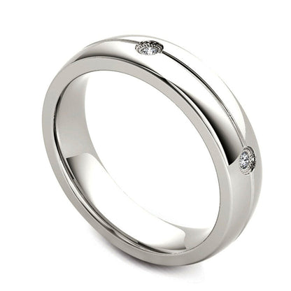 Men's 0.13 CT. T.W. Natural Diamond Five Stone Milgrain Groove Wedding Band in Solid 14K White Gold