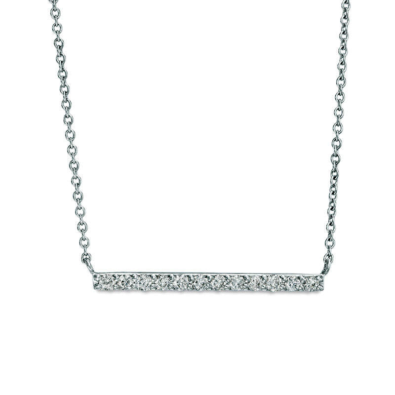 0.25 CT. T.W. Natural Diamond Horizontal Bar Necklace in 10K White Gold - 16.87