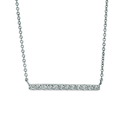 0.25 CT. T.W. Natural Diamond Horizontal Bar Necklace in 10K White Gold - 16.87