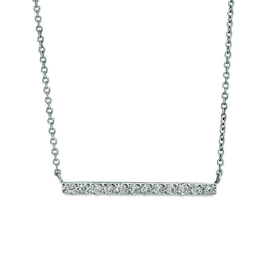 0.25 CT. T.W. Natural Diamond Horizontal Bar Necklace in 10K White Gold - 16.87