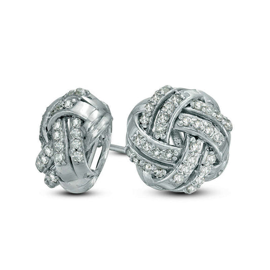 0.33 CT. T.W. Diamond Infinity Love Knot Stud Earrings in 10K White Gold