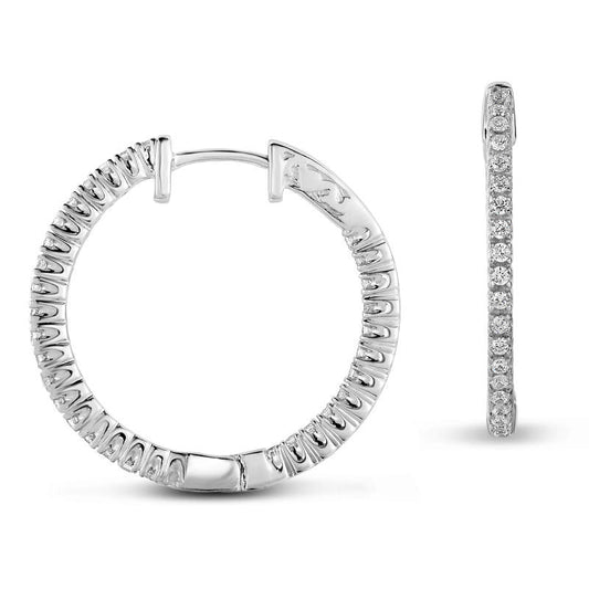 0.5 CT. T.W. Diamond Inside-Out Hoop Earrings in 14K White Gold