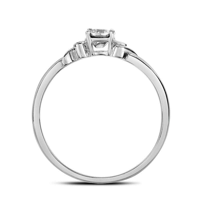 0.13 CT. T.W. Natural Diamond Three Stone Promise Ring in Solid 10K White Gold