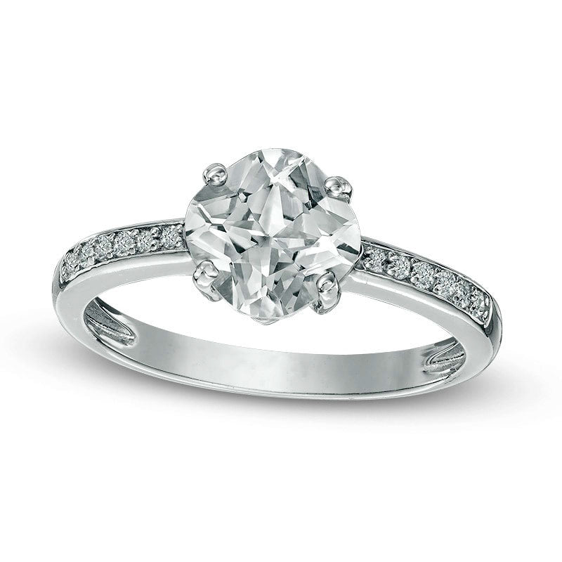 7.0mm Cushion-Cut White Topaz Ring in Sterling Silver
