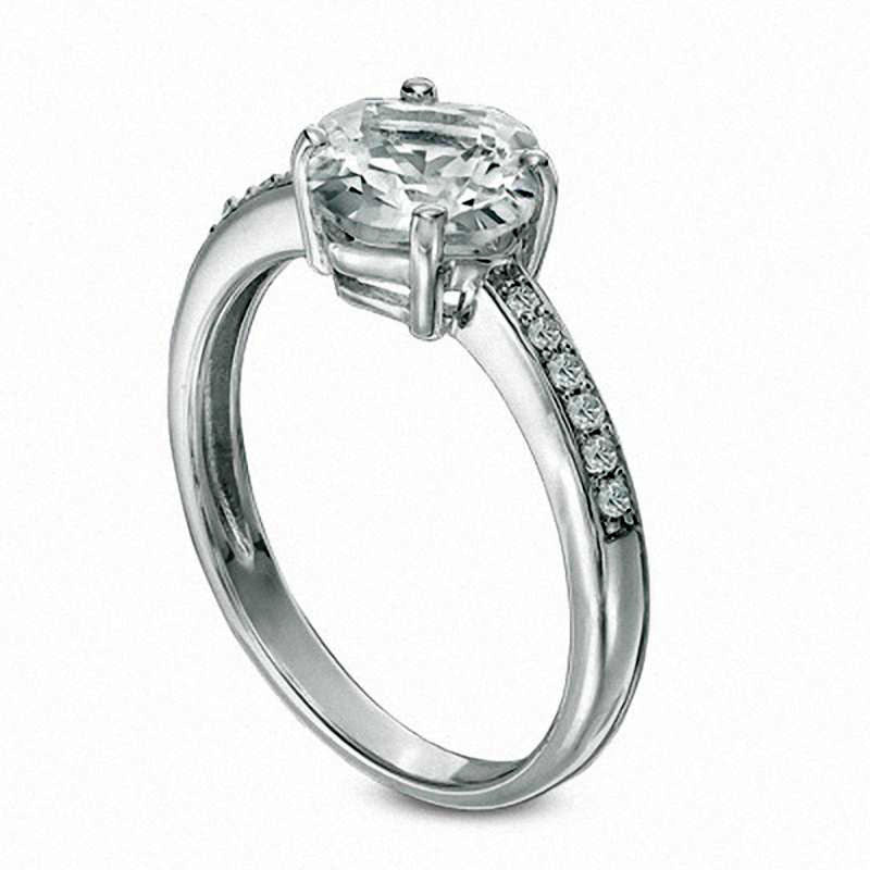 7.0mm Cushion-Cut White Topaz Ring in Sterling Silver