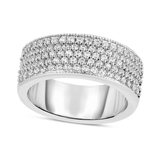 1.0 CT. T.W. Natural Diamond Multi-Row Band in Solid 14K White Gold
