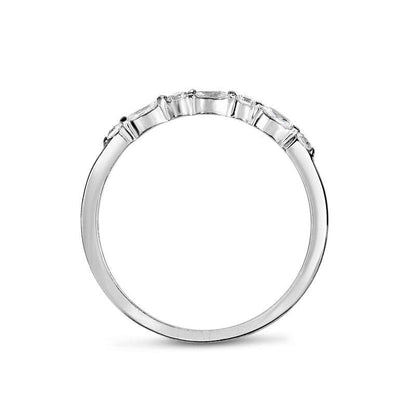 0.13 CT. T.W. Marquise and Round Natural Diamond Alternating Anniversary Band in Solid 14K White Gold