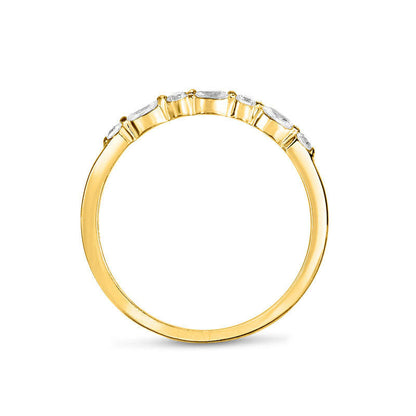 0.13 CT. T.W. Marquise and Round Natural Diamond Alternating Anniversary Band in Solid 14K Gold
