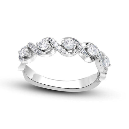 0.50 CT. T.W. Natural Diamond Frame Five Stone Anniversary Band in Solid 14K White Gold