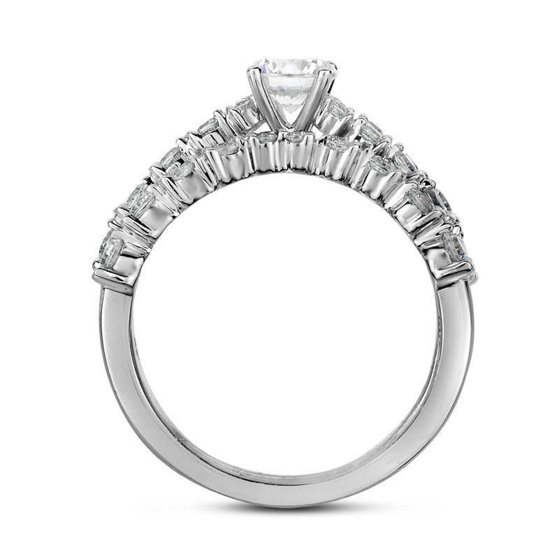1.25 CT. T.W. Natural Diamond Bridal Engagement Ring Set in Solid 14K White Gold