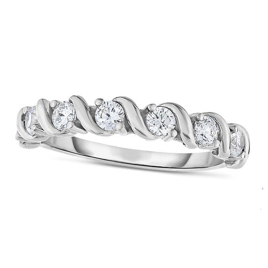 0.33 CT. T.W. Natural Diamond Seven Stone S" Anniversary Band in Solid 14K White Gold"