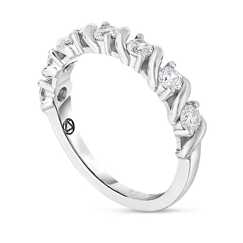 0.33 CT. T.W. Natural Diamond Seven Stone S" Anniversary Band in Solid 14K White Gold"