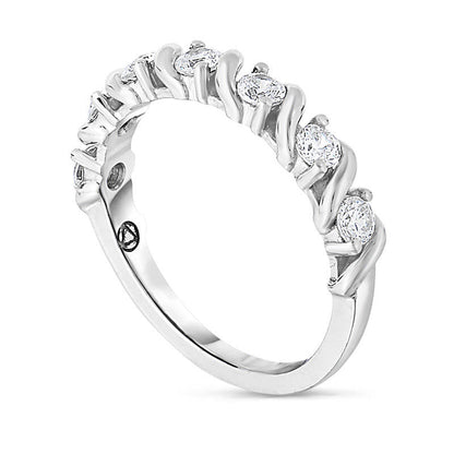 0.33 CT. T.W. Natural Diamond Seven Stone S" Anniversary Band in Solid 14K White Gold"