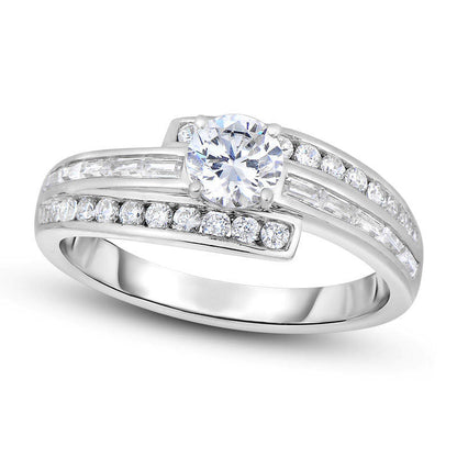 1.20 CT. T.W. Natural Diamond Bypass Engagement Ring in Solid 14K White Gold