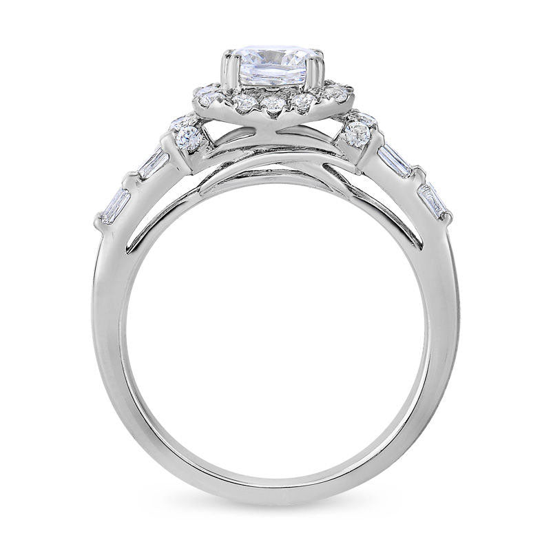 1.75 CT. T.W. Cushion-Cut Natural Diamond Frame Engagement Ring in Solid 14K White Gold