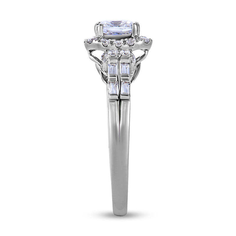 1.75 CT. T.W. Cushion-Cut Natural Diamond Frame Engagement Ring in Solid 14K White Gold