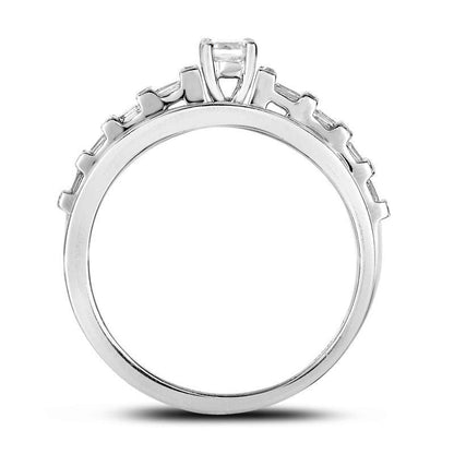 0.50 CT. T.W. Natural Diamond Bridal Engagement Ring Set in Solid 14K White Gold