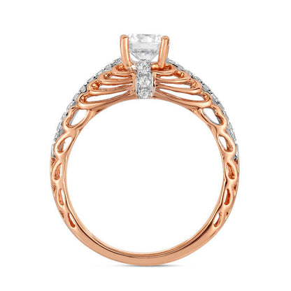 0.75 CT. T.W. Natural Diamond Cathedral Engagement Ring in Solid 14K Rose Gold
