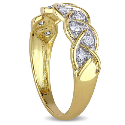 0.25 CT. T.W. Natural Diamond Loose Braid Anniversary Band in Solid 10K Yellow Gold