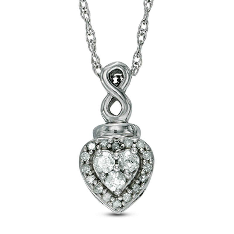 0.17 CT. T.W. Composite Natural Diamond Heart Frame with Infinity Pendant in Sterling Silver