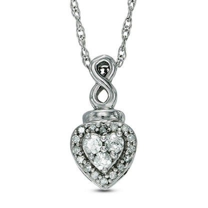 0.17 CT. T.W. Composite Natural Diamond Heart Frame with Infinity Pendant in Sterling Silver
