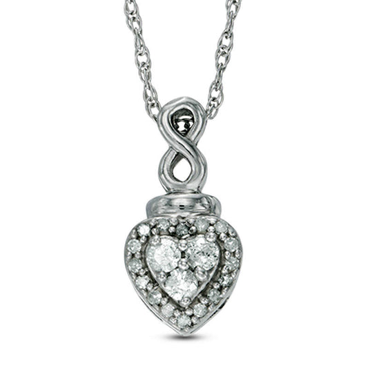 0.17 CT. T.W. Composite Natural Diamond Heart Frame with Infinity Pendant in Sterling Silver