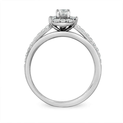 0.75 CT. T.W. Natural Diamond Starburst Bridal Engagement Ring Set in Solid 14K White Gold