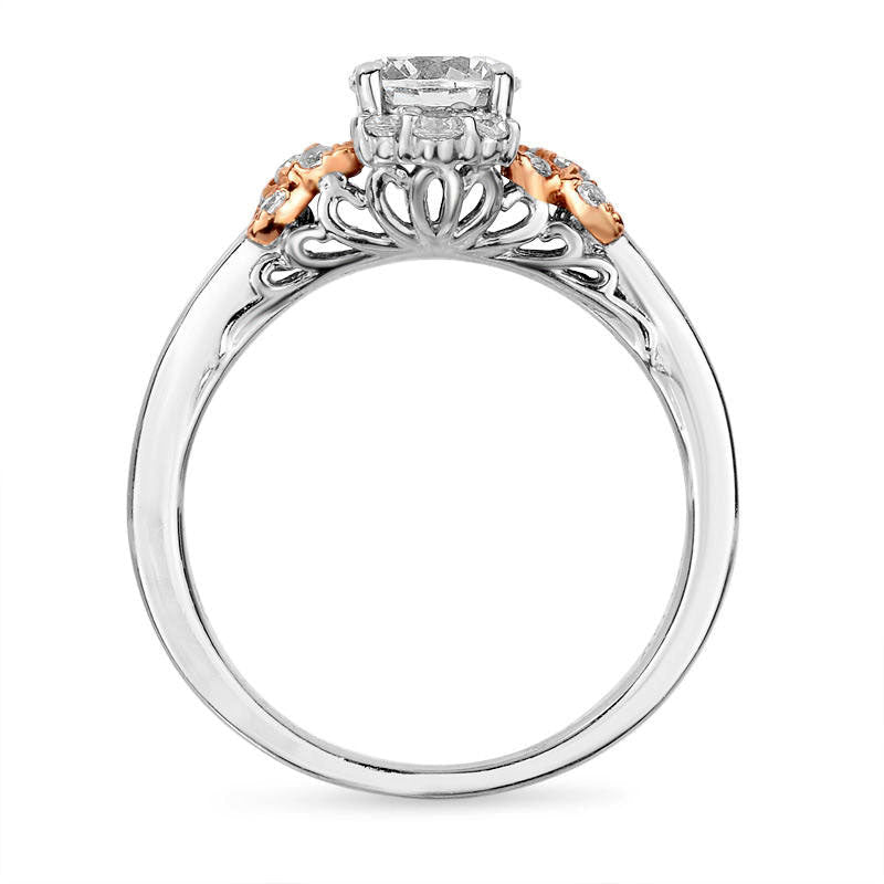 1.0 CT. T.W. Natural Diamond X" Collar Engagement Ring in Solid 14K Two-Tone Gold"