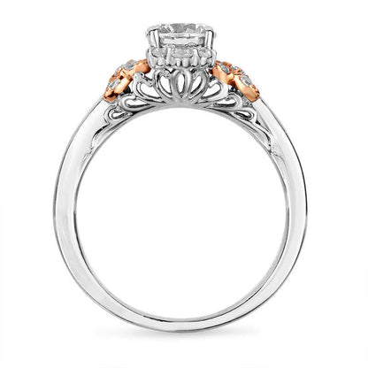 1.0 CT. T.W. Natural Diamond X" Collar Engagement Ring in Solid 14K Two-Tone Gold"