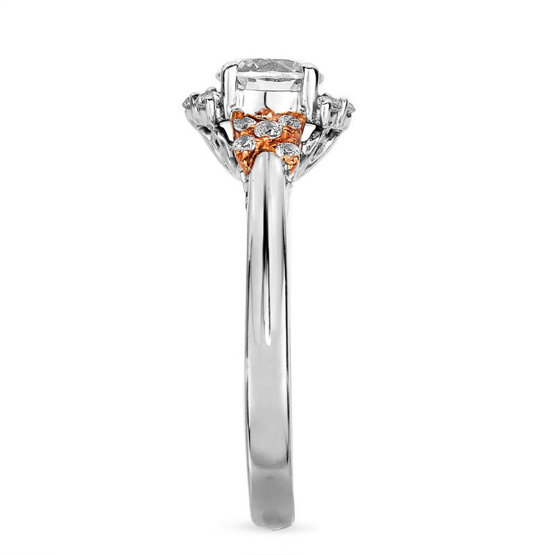 1.0 CT. T.W. Natural Diamond X" Collar Engagement Ring in Solid 14K Two-Tone Gold"