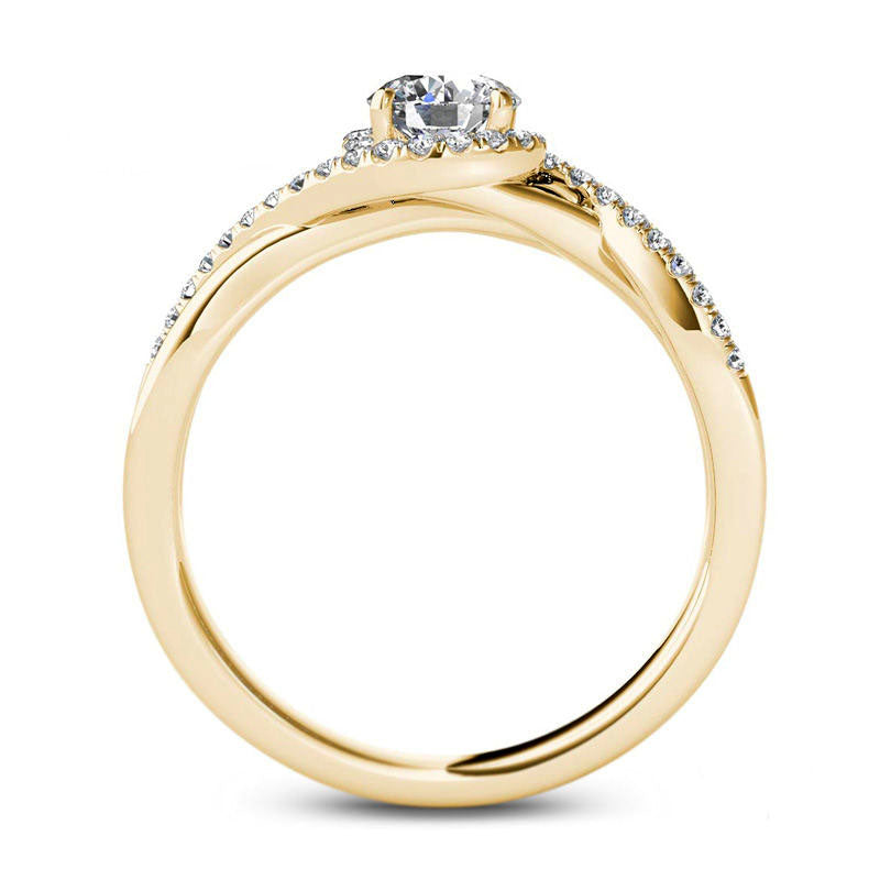 0.63 CT. T.W. Natural Diamond Frame Twist Bypass Engagement Ring in Solid 14K Gold