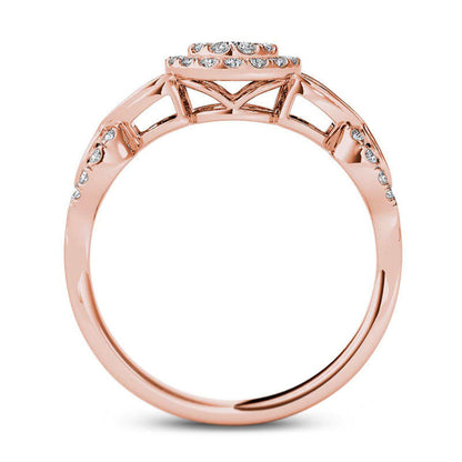 0.50 CT. T.W. Composite Natural Diamond Double Frame Petal Engagement Ring in Solid 14K Rose Gold