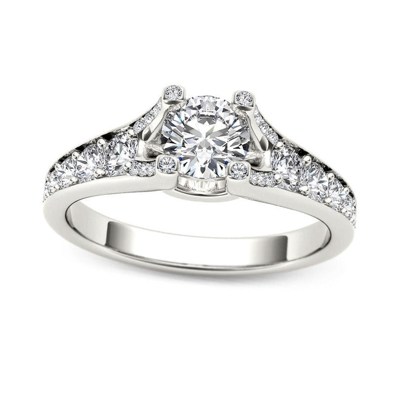 0.75 CT. T.W. Natural Diamond Engagement Ring in Solid 14K White Gold