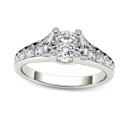 0.75 CT. T.W. Natural Diamond Engagement Ring in Solid 14K White Gold