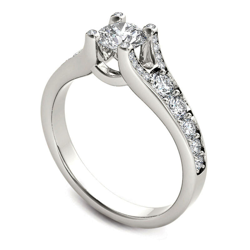 0.75 CT. T.W. Natural Diamond Engagement Ring in Solid 14K White Gold