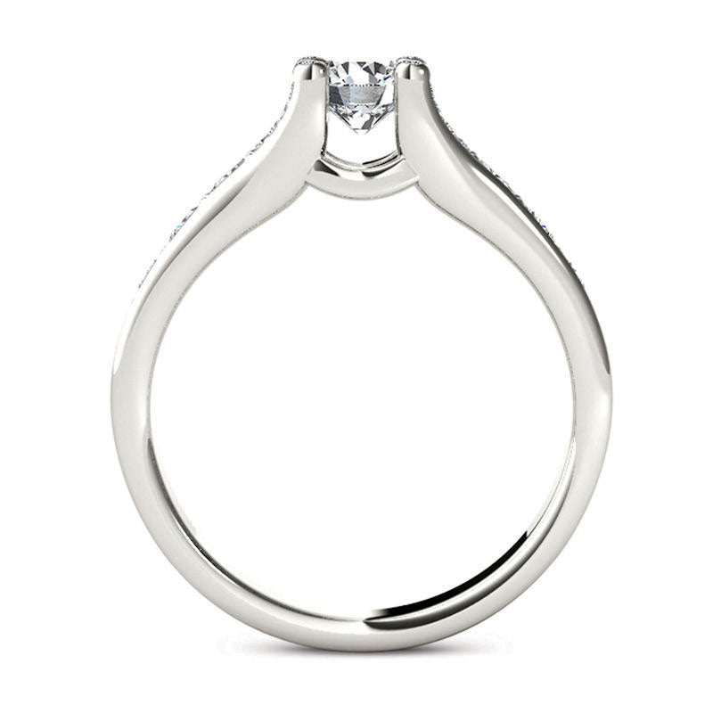 0.75 CT. T.W. Natural Diamond Engagement Ring in Solid 14K White Gold