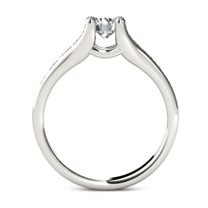 0.75 CT. T.W. Natural Diamond Engagement Ring in Solid 14K White Gold