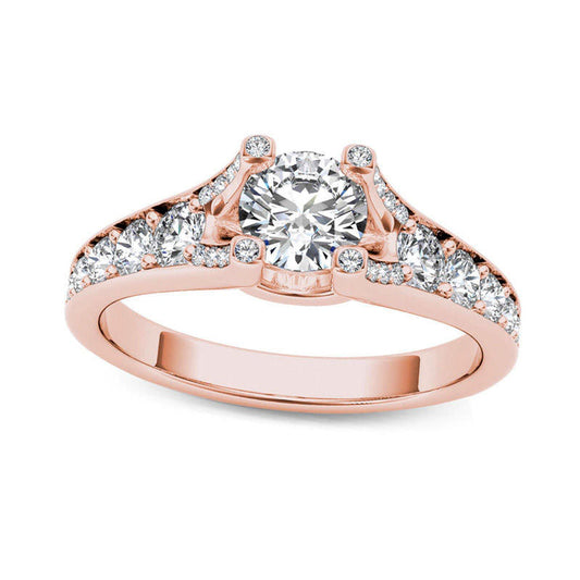 0.75 CT. T.W. Natural Diamond Engagement Ring in Solid 14K Rose Gold
