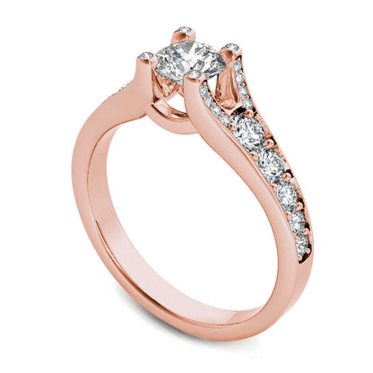 0.75 CT. T.W. Natural Diamond Engagement Ring in Solid 14K Rose Gold