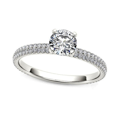0.75 CT. T.W. Natural Diamond Double Row Engagement Ring in Solid 14K White Gold