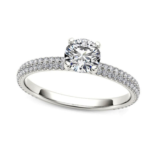 0.75 CT. T.W. Natural Diamond Double Row Engagement Ring in Solid 14K White Gold