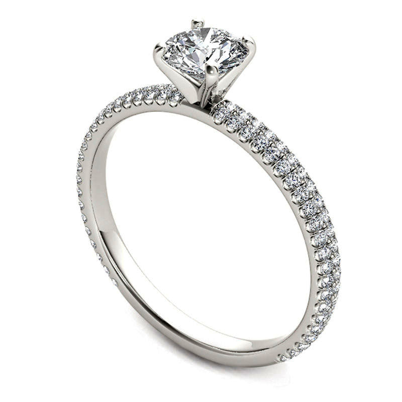 0.75 CT. T.W. Natural Diamond Double Row Engagement Ring in Solid 14K White Gold