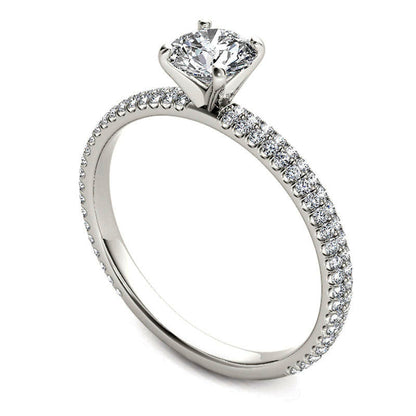 0.75 CT. T.W. Natural Diamond Double Row Engagement Ring in Solid 14K White Gold
